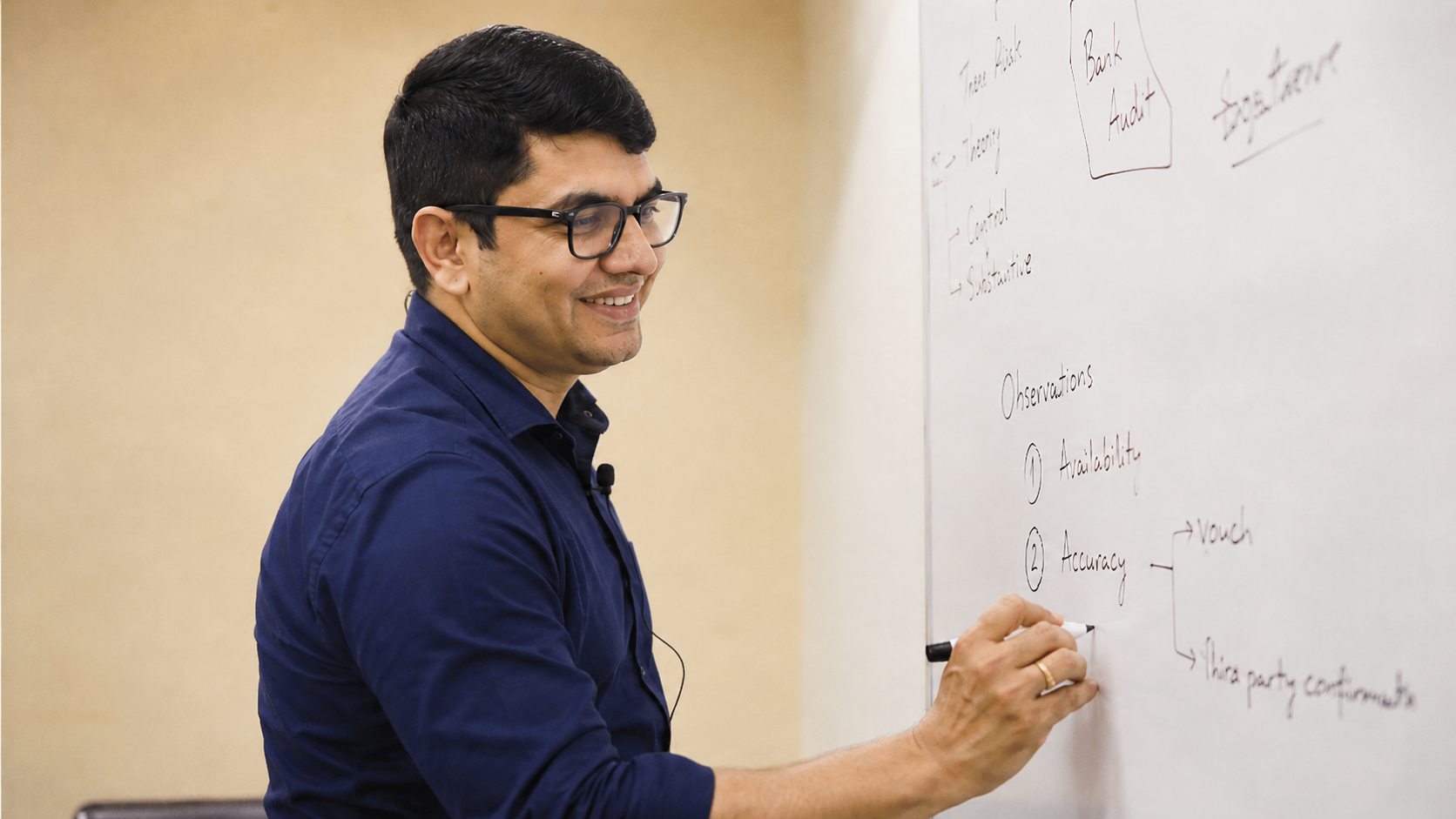 CA Ravi Taori teaching Audit at a whiteboard